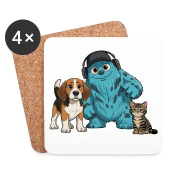 Fluffonster Fluffo & Friends : Lucky & Funtik - Dessous de verre (lot de 4) - blanc - Devant