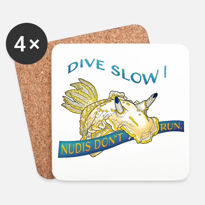 Nudis Don’t Run – Slow Down & Dive - Untersetzer (4er-Set) - Weiß