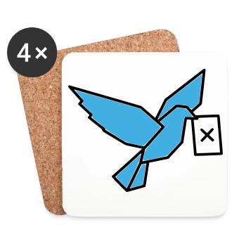 Oiseau porteur de vote : oiseau multicolore - Dessous de verre (lot de 4) - blanc - Devant