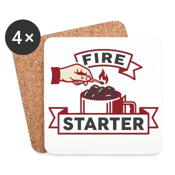 Allumeur de Feu : Maître des Braises - Dessous de verre (lot de 4) - blanc - Devant
