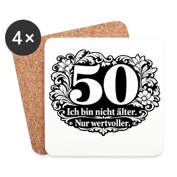 50 Jahre: Nicht älter, wertvoller - Untersetzer (4er-Set) - Weiß - Vorne