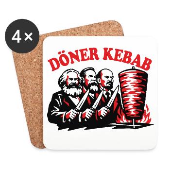 Döner Kebab - Marx, Engels, Lenin - Fast Food - Untersetzer (4er-Set) - Weiß - Vorne