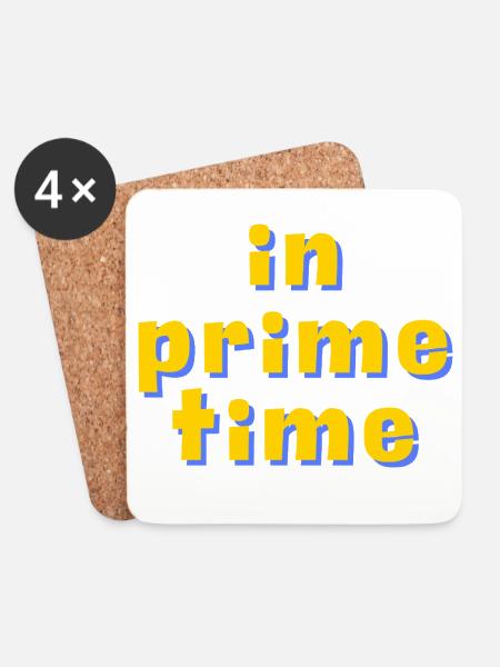 In Prime Time Retro 3D Typografie - Untersetzer (4er-Set) - Weiß