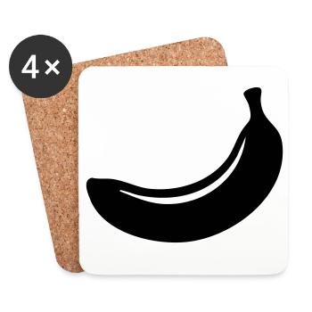 Banana Silhouette – Tropical Fruit Design - Coasters (set of 4) - white - Front