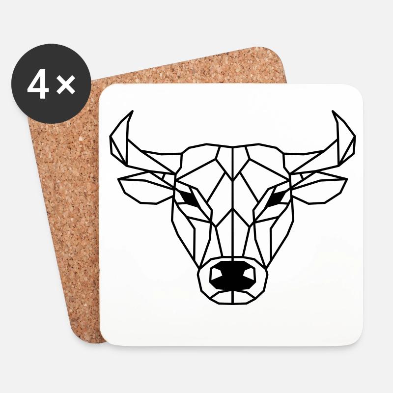 Ox Polygon - Coasters (set of 4) - white