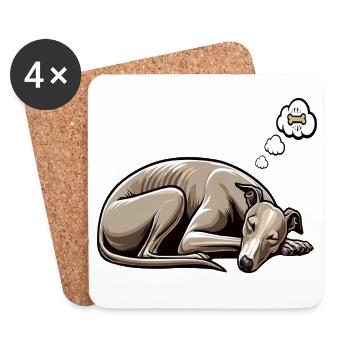 Whippet Greyhound Whippets Propriétaire de lévrier - Dessous de verre (lot de 4) - blanc - Devant