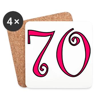 70. 70 YEARS. 70th ANNIVERSARY. 70 YEARS ANNIVERSARY. - Coasters (set of 4) - white - Front
