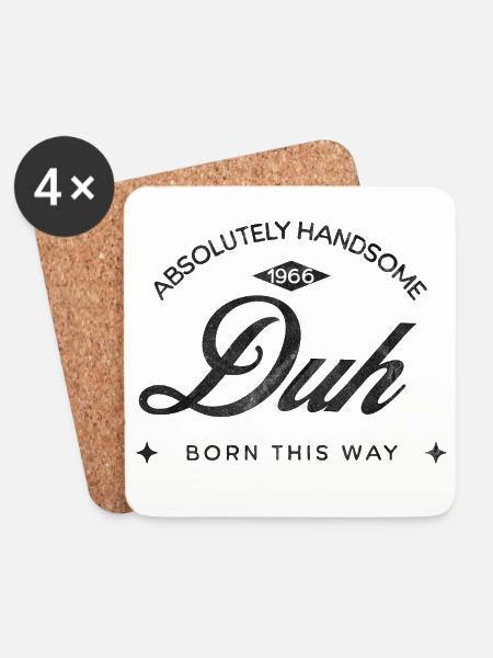 Vintage Born This Way – Absolutely Handsome | rund - Untersetzer (4er-Set) - Weiß