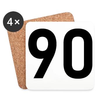 90. 90 ANS. 90e ANNIVERSAIRE. ANNIVERSAIRE 90 ANS. - Dessous de verre (lot de 4) - blanc - Devant