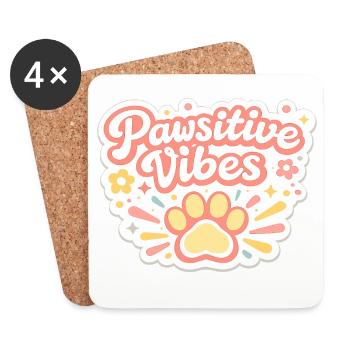 Pawsitive Vibes Paw Joy - Coasters (set of 4) - white - Front