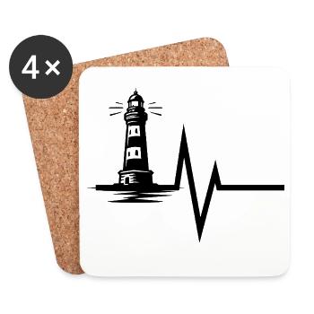 Leuchtturm Herzschlag - Untersetzer (4er-Set) - Weiß - Vorne