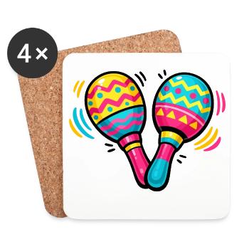 Colorful Maracas Pattern - Coasters (set of 4) - white - Front