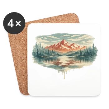 Pastel Mountain Lake - Untersetzer (4er-Set) - Weiß - Vorne