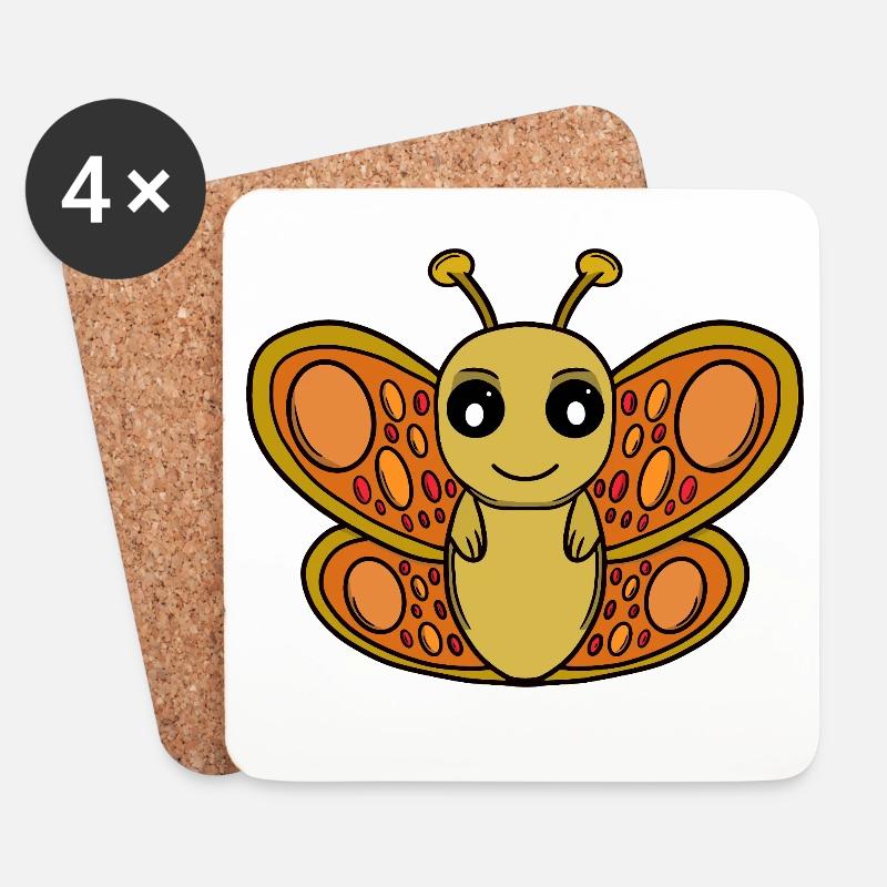 Sonnenchibi-Schmetterling - Untersetzer (4er-Set) - Weiß