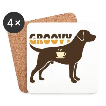 Groovy Hund Retriever Retro - Untersetzer (4er-Set) - Weiß - Vorne