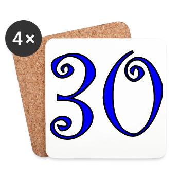 30. 30 ANS. 30e ANNIVERSAIRE. ANNIVERSAIRE 30 ANS. - Dessous de verre (lot de 4) - blanc - Devant