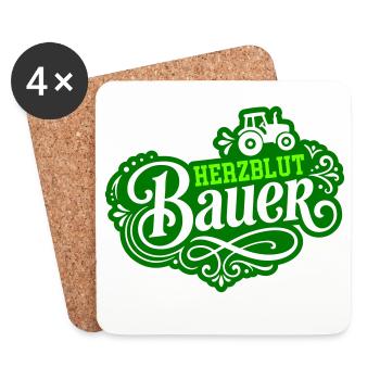 Herzblut Bauer Traktor - Untersetzer (4er-Set) - Weiß - Vorne