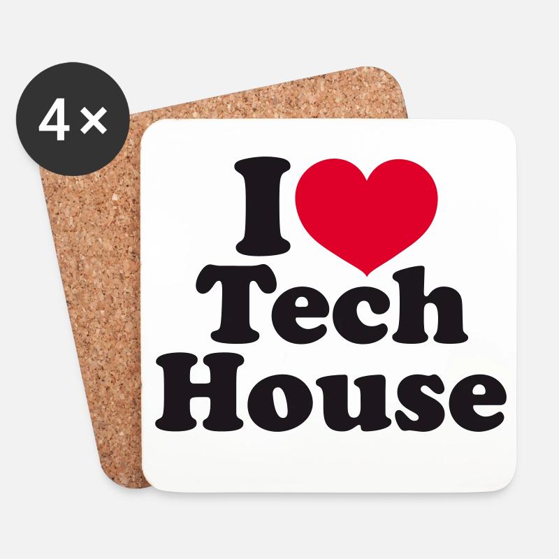 I Love Tech House - Untersetzer (4er-Set) - Weiß