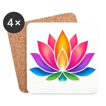 Glowing Lotus Flower Color Explosion - Coasters (set of 4) - white - Front