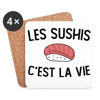 T-shirt Humour Sushi - Les Sushis C'est La Vie  - Dessous de verre (lot de 4) - blanc - Devant