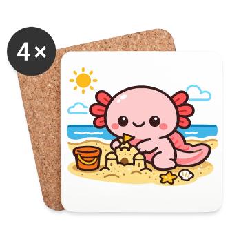 Cuddly Axolotl on the Beach - Coasters (set of 4) - white - Front