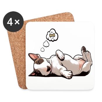 Miniatur Bullterrier Bully Bullterrierbesitzer - Untersetzer (4er-Set) - Weiß - Vorne