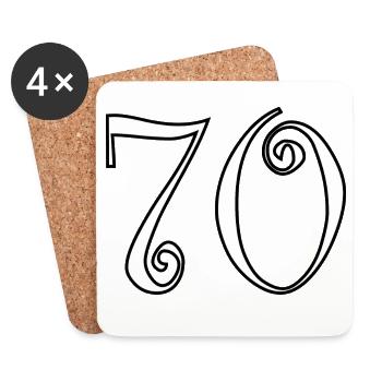70. 70 YEARS. 70th ANNIVERSARY. 70 YEARS ANNIVERSARY. - Coasters (set of 4) - white - Front