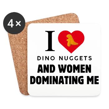 I Love Dino Nuggets Lustiger Spruch  - Untersetzer (4er-Set) - Weiß - Vorne