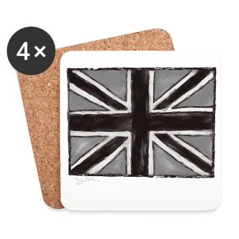 Art de l’Union Jack peint en gris - Dessous de verre (lot de 4) - blanc - Devant
