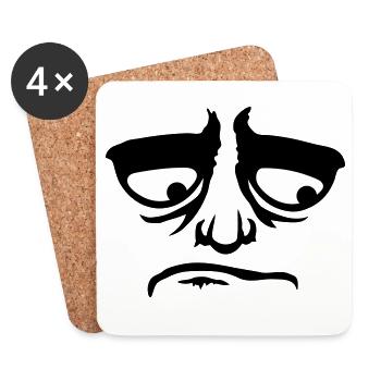 Grumpy sad disappointed face funny - Coasters (set of 4) - white - Front