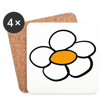 Fleurs rétro pour enfants des années 60 à 80 - Dessous de verre (lot de 4) - blanc - Devant