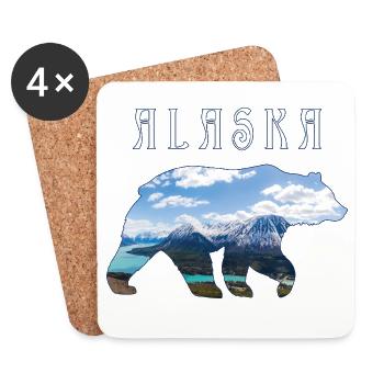 Ours d’Alaska avec lac et montagne Alaska - Dessous de verre (lot de 4) - blanc - Devant
