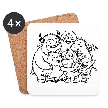 monstres mignons - Dessous de verre (lot de 4) - blanc - Devant