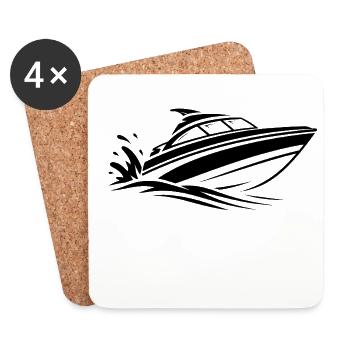 Minimalist Motorboat Surfing Summer Water - Coasters (set of 4) - white - Front
