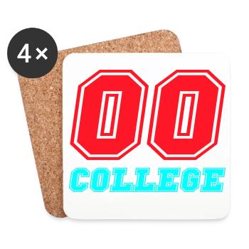 00 College Neon-Emblem - Untersetzer (4er-Set) - Weiß - Vorne