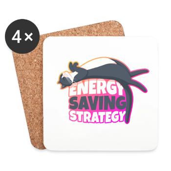 Energy Saving Strategy Cat - Coasters (set of 4) - white - Front