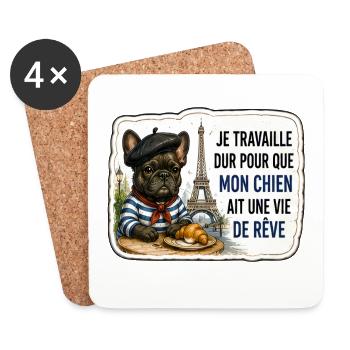 Mon chien mérite une vie de rêve - Untersetzer (4er-Set) - Weiß - Vorne