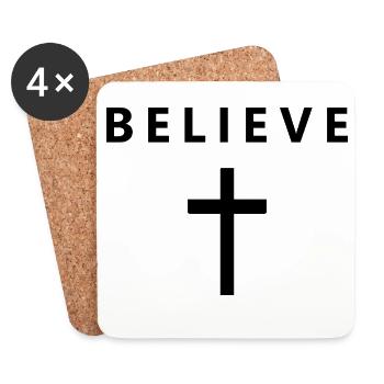 Faith in the minimalist faith in Jesus, e - Coasters (set of 4) - white - Front