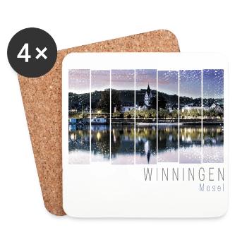 Winningen an der Mosel Sonnenuntergang Deutschland - Untersetzer (4er-Set) - Weiß - Vorne