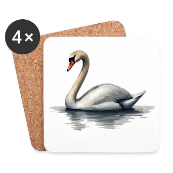 Schwan - Untersetzer (4er-Set) - Weiß - Vorne