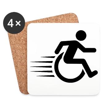 Utilisateur rapide de fauteuil roulant en mouvement # - Dessous de verre (lot de 4) - blanc - Devant