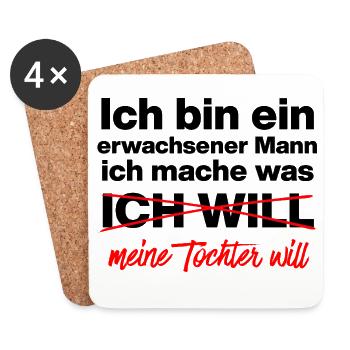 Papa, Vater macht was Tochter will Vater, Geschenk - Untersetzer (4er-Set) - Weiß - Vorne