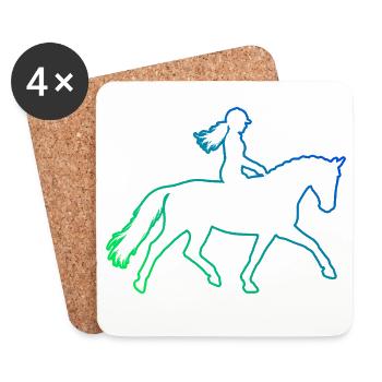 Idée cadeau pour le passionné de chevaux avec le saut d’obstacles - Dessous de verre (lot de 4) - blanc - Devant