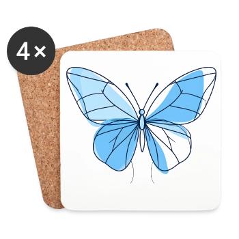 Blue Line Butterfly - Coasters (set of 4) - white - Front
