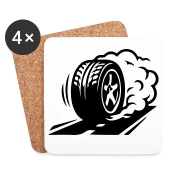 Car Tire Drifting Icon - Coasters (set of 4) - white - Front