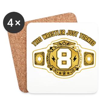This Wrestler Just Turned 8 Geburtstag - Untersetzer (4er-Set) - Weiß - Vorne