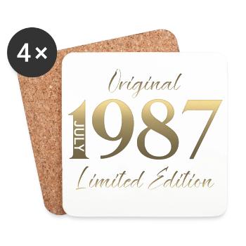 Cadeau du 39e anniversaire Millésime de juillet 1987 - Dessous de verre (lot de 4) - blanc - Devant