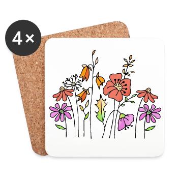 Fleur - Dessous de verre (lot de 4) - blanc - Devant