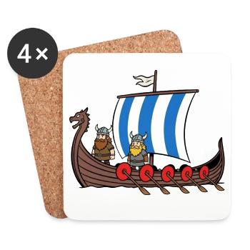 Wikinger  Boot - Untersetzer (4er-Set) - Weiß - Vorne