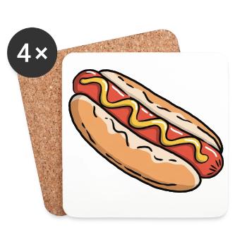 Hotdog - Hot Dog Fast Food Snack American - Coasters (set of 4) - white - Front